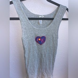 custom made gray tank with heart